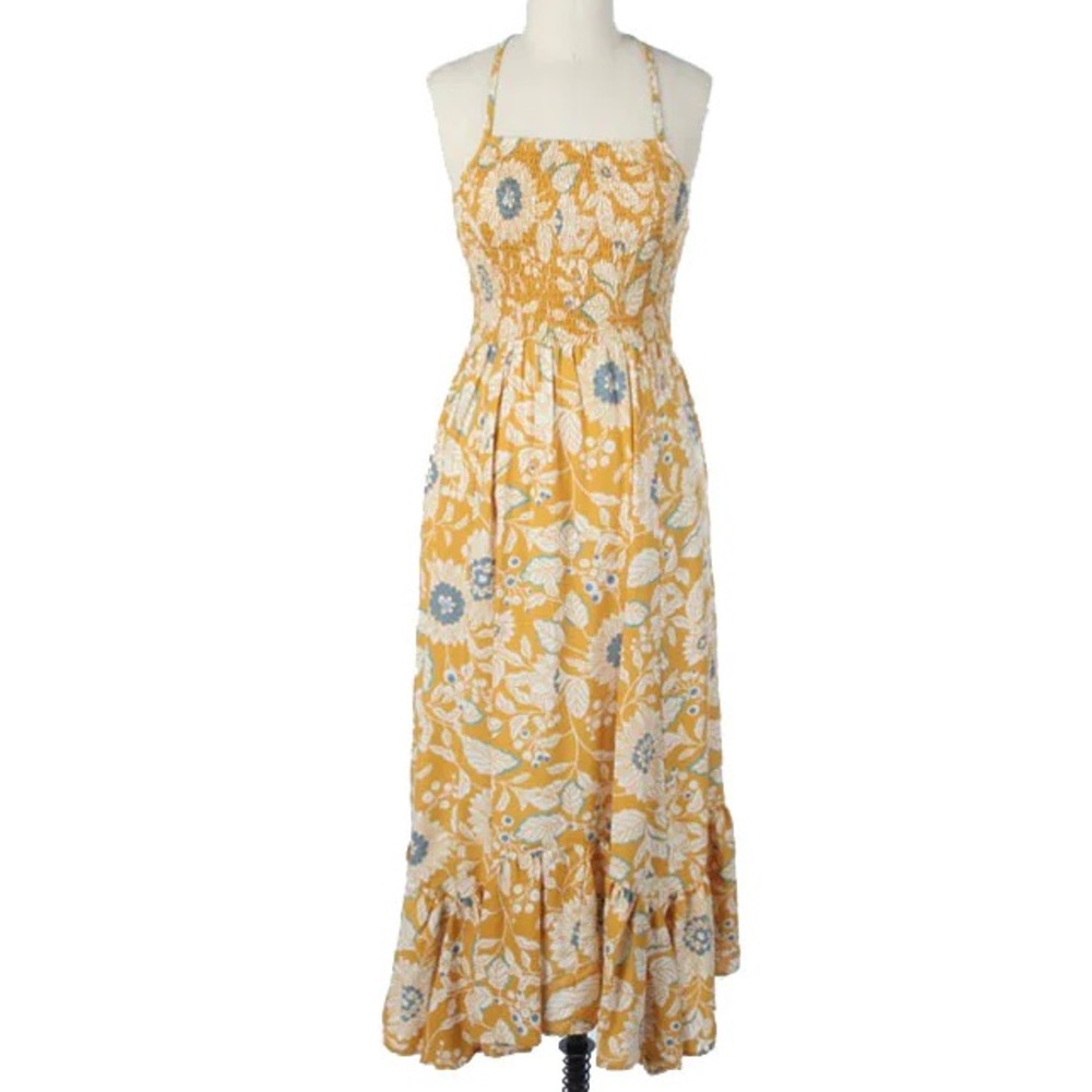 Angie smocked halter midi dress